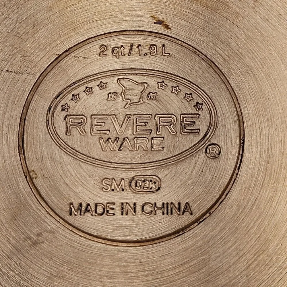 Revere Ware 2 Qt Polished Ellipse Copper Disk Sauce Pan Pot SM‎ 03k
